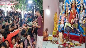সিলেটে মহাসপ্তমী থেকে শুরু হল দেবী দুর্গার মূল পূজা