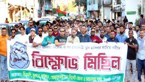 আওয়ামী সন্ত্রাসীদের ষড়যন্ত্রে প্রতিবাদ বিএনপি, যুবদল, ছাত্রদল, স্বেচ্ছাসেবকদলের বিক্ষোভ মিছিল