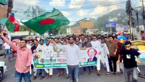 মহান বিজয় দিবসে সিলেট মদন মোহন বিশ্ববিদ্যালয় কলেজ ছাত্রদলের বিজয়ের পতাকা মিছিল